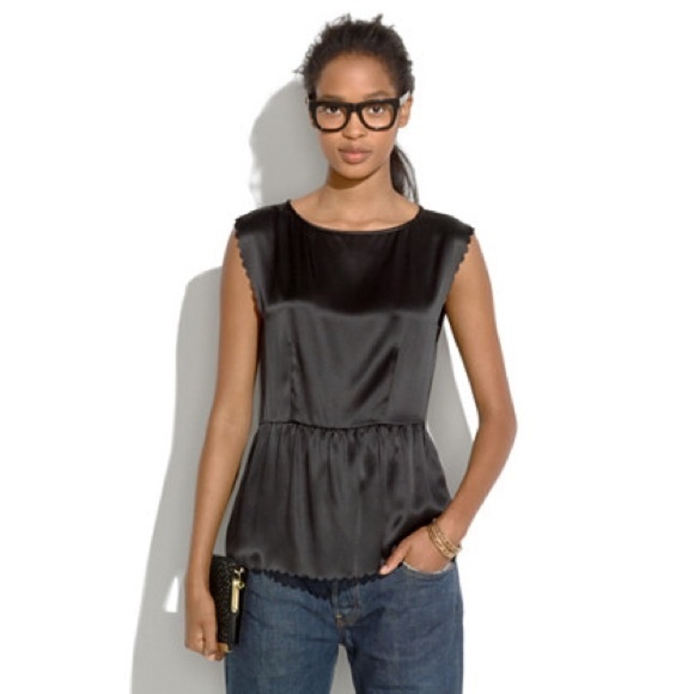 Madewell Silk Scallop Peplum Tank
